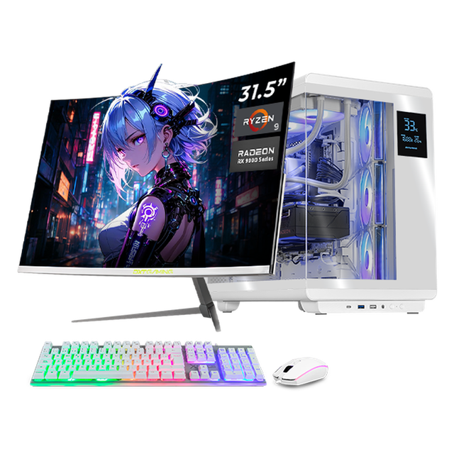 PC Gamer Completa DXT GAMING AMD Radeon RX 9070 XT 16GB Ryzen 9 9900X 16GB DDR5 SSD 1TB Sistema Liquido WIFI Monitor Curvo 31.5 180Hz White para gaming competitivo y streaming