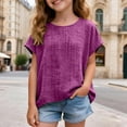thumbnail image 2 of JUMEYU Girl Clothes Girls' Short Sleeve T Shirts Kids' Summer Tops Crewneck Tees Size 15-16 (Dark Purple,15-16 Years), 2 of 6