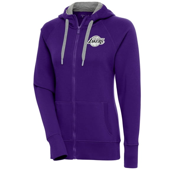 Women's Antigua  Purple Los Angeles Lakers Brushed Metallic Victory Full-Zip Hoodie
