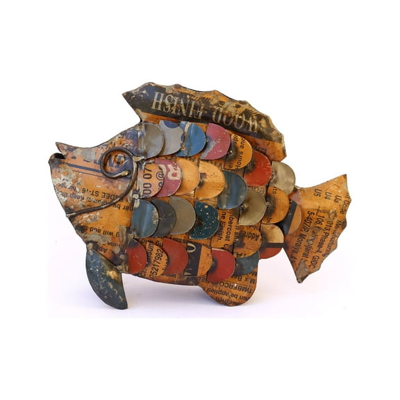 De Kulture Works Handcrafted Recycled Iron Fish Decorative Collectible Figurine Showpiece