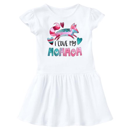 

Inktastic I Love My MomMom Pink and Blue Fox with Hearts Gift Baby Girl Dress