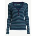 thumbnail image 5 of Free Assembly Women's Ribbed Henley Tee with Long Sleeves, 5 of 6
