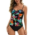 thumbnail image 1 of GPOECD Hauts de Tankini pour Femmes à Armatures Multicolores Été Plage Sans Bas Hauts de Bain Femmes Noir_003,TP, 1 of 4