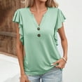 thumbnail image 2 of cfhntfmh Dressy Casual Shirts for Women Trendy Ruffle 1/4 Sleeve Length Summer Tops Soft V Neck Solid Color Tunic T-Shirts, 2 of 6