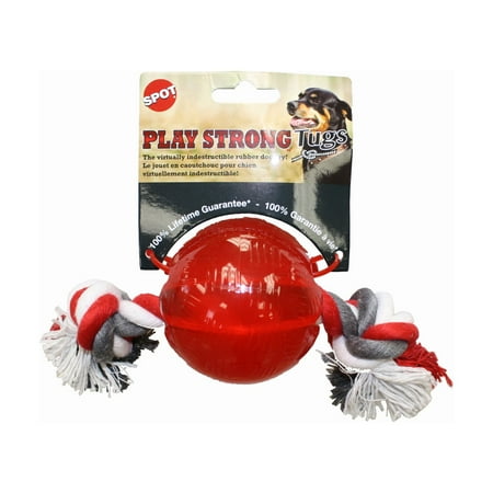 UPC: 0077234541043 | SPOT Play Strong Durable Rubber Dog Toy Ball with Rope