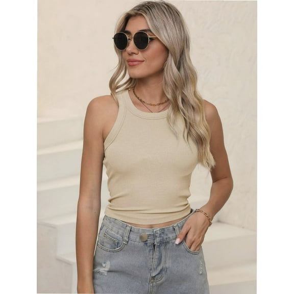 Ribbed Tank Tops for Women, Slim Knit Basic Summer Tops for Women Going Out Tops