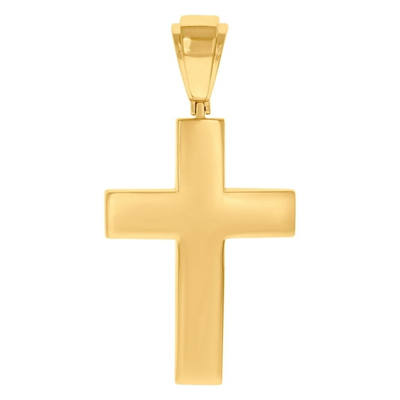 925 Sterling Silver Yellow-tone Mens Cross Religious Charm Pendant 67.3x34.5mm Wide Necklace for Men