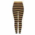 thumbnail image 2 of HWRETIE Women's Halloween Leggings Striped Printed Elastic Fitness Pants Casual Running Pants Stretchy Halloween Costume Bottoms Yellow, 2 of 9