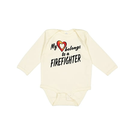 

Inktastic My Heart Belongs to a Firefighter with Red Heart Gift Baby Boy or Baby Girl Long Sleeve Bodysuit