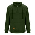 thumbnail image 2 of Hoodies for Men 1/4 Zip Up Sweatshirt Tops Plain Long Sleeve Pullover Hooded Blouse with Multi Pockets Hoodie Loose Fleece Sweatshirt Fashion Casual Workout Sportwear Fall Winter Sweater, 2 of 5