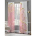 thumbnail image 4 of Pink Gold Flower Sheer Curtains for Living Room Bedroom, Light-filtering Sheer Curtain, Pink Gradient Vintage Abstract Line Rod Pocket Voile Window Treatment Drapes, 52’’Wx84’’L, 2 Panels Set, 4 of 7