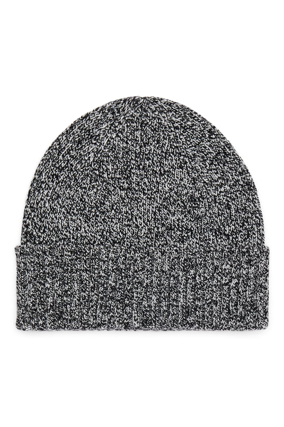 Women's Ribbed Beanie, Black Soot/Winter White