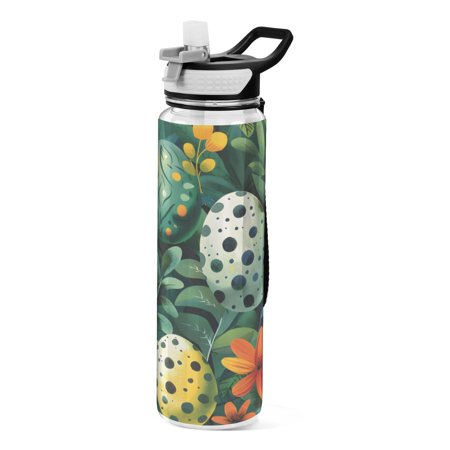 joogoo Easter Eggs in Floral Water Bottles with Straw Tritan Leakproof Sports Bottle BPA Free 32oz