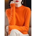 thumbnail image 1 of Suéter de primera línea similar a la piel para mujer, suéter de cuello alto medio de otoño e invierno, jersey de cachemira de punto suelto en la parte inferior, 1 of 6