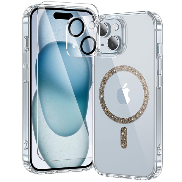 Funda de teléfono Toushion 3 en 1 para iPhone 15 Plus con protector de pantalla