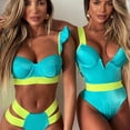 thumbnail image 2 of Sngxgn Women's Vintage Padded Push up Swimsuits Tummy Control Bathing Suits Swimwear(Green,M), 2 of 7