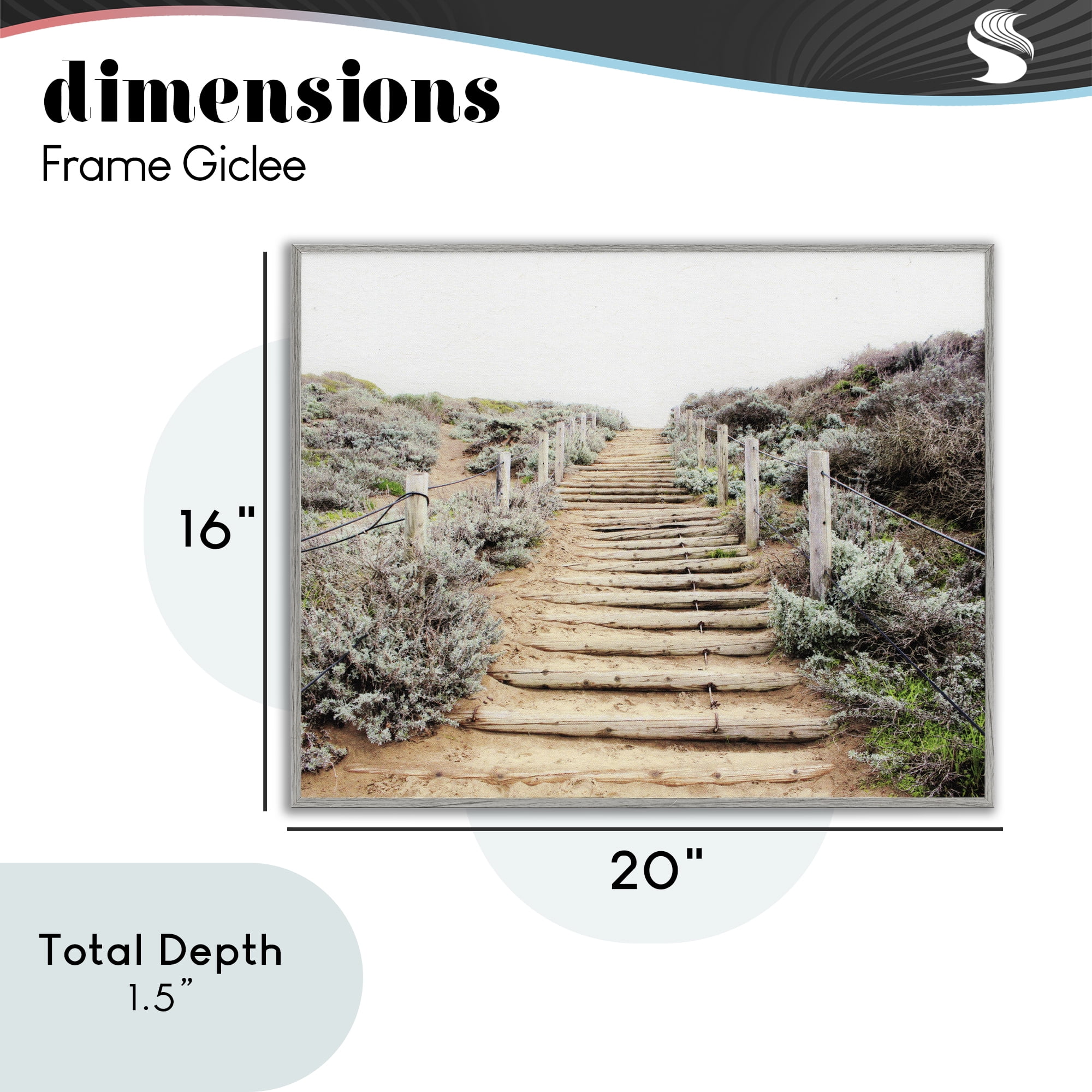 Wooden Stairway to Heaven Gray Framed Giclee Art, design by Leah Noel Art