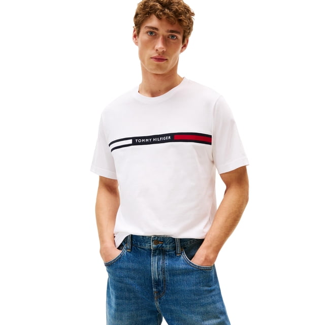 Camiseta Tommy Hilfiger para hombre con inserto en el pecho blanca
