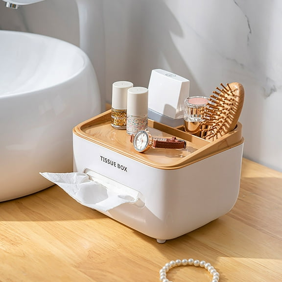 Tissue Box Organizer with Storage Napkin Facial Tissue Holder Desktop Tissue Box Organizer with Remote Control Phone Stationery Pen Tissue Box Cover Decorative Tissue Box for Home Car Office
