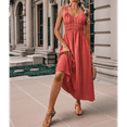 thumbnail image 5 of Women'S Smocked Maxi Dresses 2025 Summer Beach Sundress Casual Spaghetti Strap Swing A Line Long Flowy Dress Mahogany S, 5 of 7
