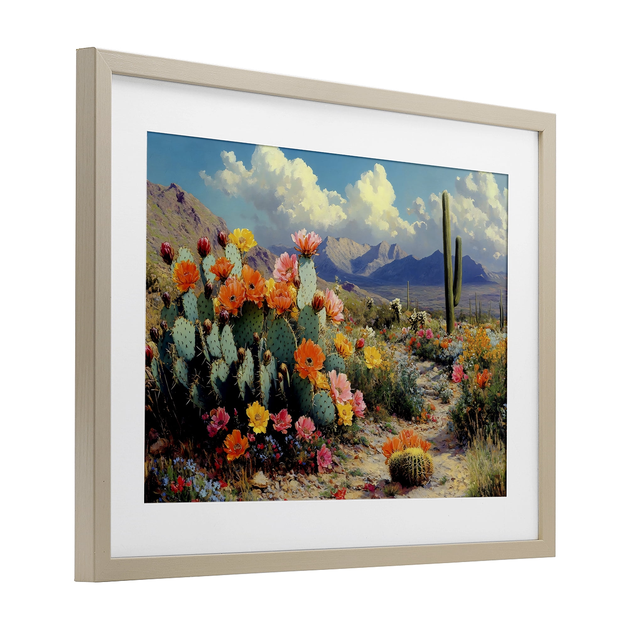 Stupell Industries Vibrant Cacti in Desert Birch Framed Print Under Glass, design by Franklyn Gregory
