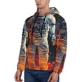 thumbnail image 3 of Kdxio Astronaut Cosmic Rainbow Print Mens Casual Hooded Collar Drawstring Hoodies Pullover Sweatshirts Casual Long Sleeve Shirts-4X-Large, 3 of 7