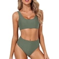 thumbnail image 5 of Tempt Me Women Two Piece Scoop Neck Bikini Crop Top High Cut Swimsuit Sporty High Waisted Bathing Suit with Bottoms, 5 of 11