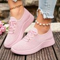 thumbnail image 2 of Women's Breathable Mesh Walking Shoes Lightweight Soft Casual Sneakers Comfortable Non Slip for Outdoor Daily Wear Travel Fitness（Pink，Size 9), 2 of 7