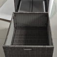 thumbnail image 4 of Miekor Furniture Pool Towel Rack, Waterproof PE Plastic Rattan Wicker Storage Organizer, Indoor Outdoor Spa, and Hot Tub Accessory Storage, 2 Shelves, 1 Basket Drawer, Mixed Gray MK2358, 4 of 11