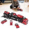 thumbnail image 4 of Camión Transportador De Coche De 32cm Para Niños Con 6 Coches Pequeños, Camión De Bomberos Extraíble Vívido, Transportador De Coche Para Coleccionar, 4 of 7