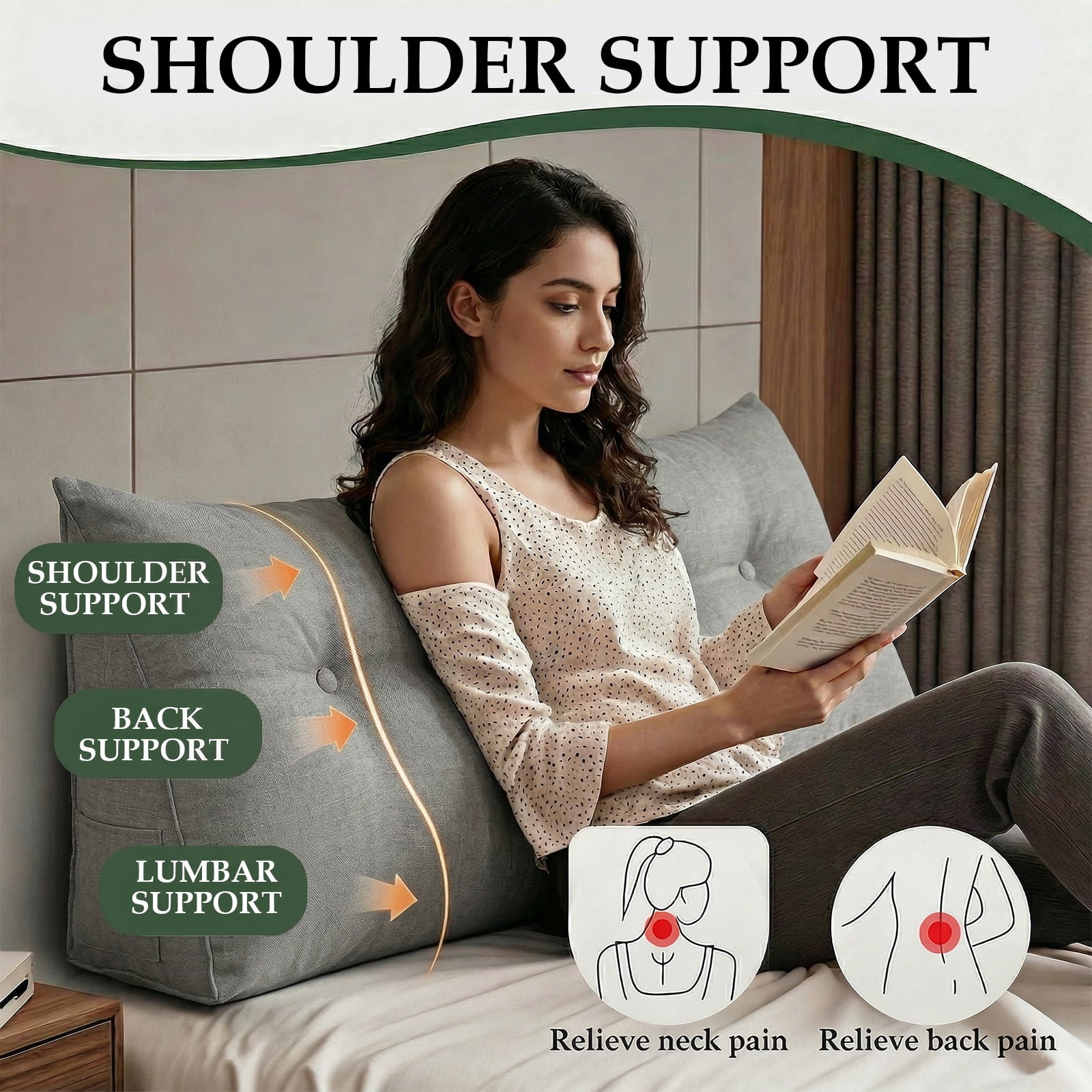 YEERSWAG 70.8x19.6x7.8inch King Size Triangular Wedge Pillow Bedside Cushion,Large Upholstered Headboard Reading Pillow Back Cushion for Home Livingroom Bed Sofa