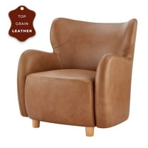 New Pacific Direct Tiffani Top Grain Leather Accent Arm Chair in Garrett Caramel