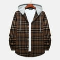 thumbnail image 4 of Tuphregyow Coat for Men Lounge Loose Button Down Plus Size Trendy Blazer Drawstring Hoodies Long Sleeve Plaid Puffer Shacket Jacket Trench Tartan Coats Coffee L, 4 of 9