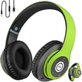 thumbnail image 1 of iJoy Auriculares Bluetooth sobre la oreja, inalámbricos y con cable, plegables, micrófono integrado, FM, ranura para tarjeta micro SD - (verde) adultos, niños, hombres y mujeres, 1 of 5