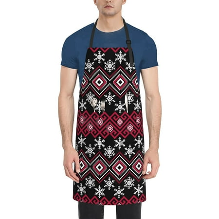 

Pofeuu red Minimalist Snowflake Print Waterproof Apron with Pockets Adjustable Cooking Aprons Kitchen Bib for Baking Household Cleaning