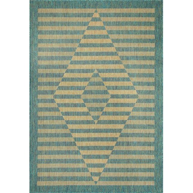 Dynamic Rugs VL681633850 5 Pi 3 Po x 7 Pi Villa 1633 Mélange Rectangle de Viscose et Tapis de Zone Polyester Rétractable 2 Couleurs - 850Neutral & Aqua