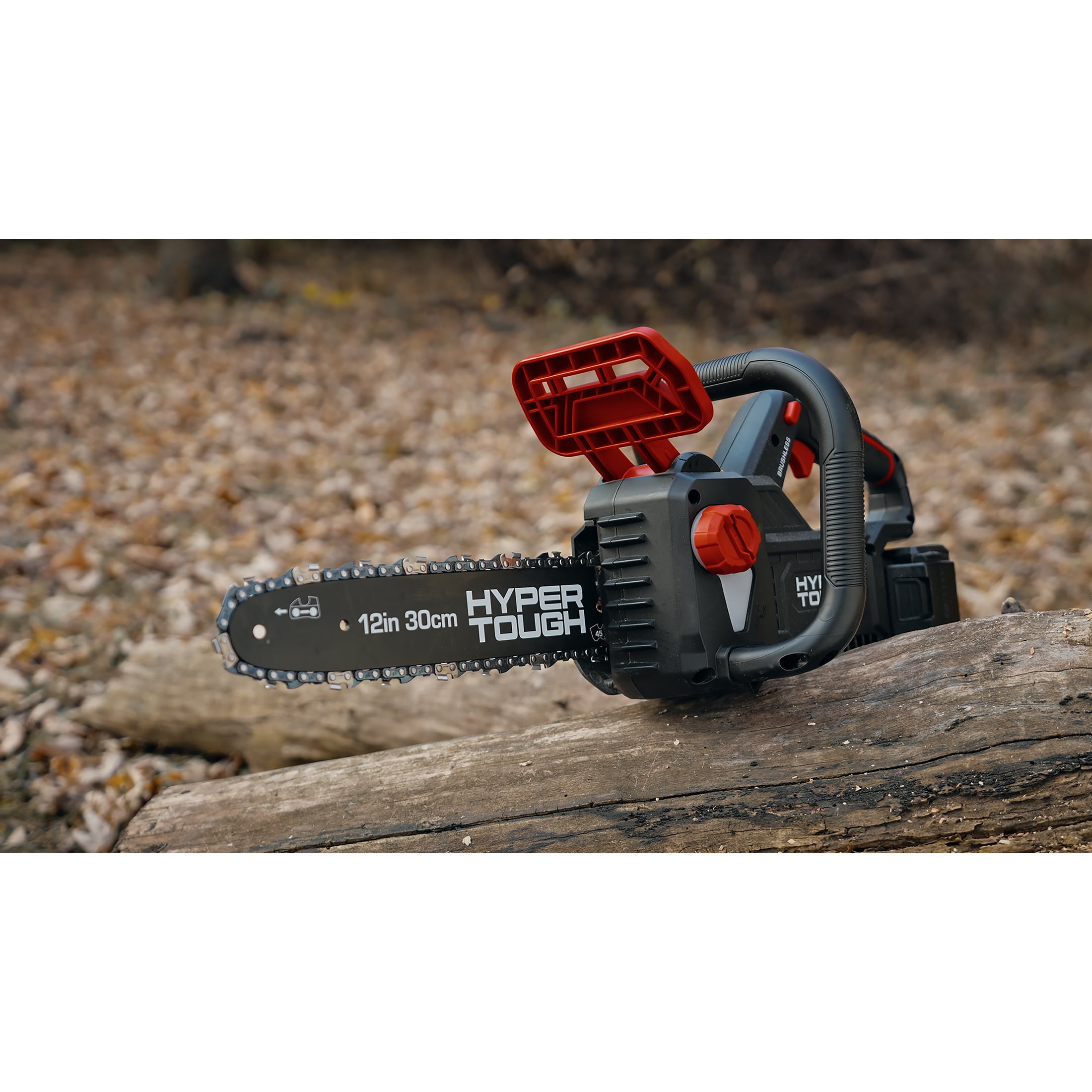 Hyper Tough 12" 20V Brushless Cordless Chainsaw with 20V Max 4.0Ah Battery and Charging Cable