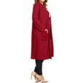 thumbnail image 2 of Moa Collection Women's Plus Size Long Sleeve Open Midi Cardigan, Female, 2 of 4