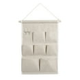 thumbnail image 2 of Hanging Multi-Pocket Fabric Storage Bag - Door/Wall-Mounted Organizer for Small Items, Space-Saving Dormitory/Office/Home Miscellaneous Storage, Beige Cotton Multi-Layer Storage Pouch, 2 of 6