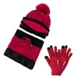 thumbnail image 4 of ZOELNIC 4PCS Women Beanie Hat Pom Scarf Mask Knitted Touch Screen Gloves Set Winter Warm Outdoor Hat, Red, 4 of 5
