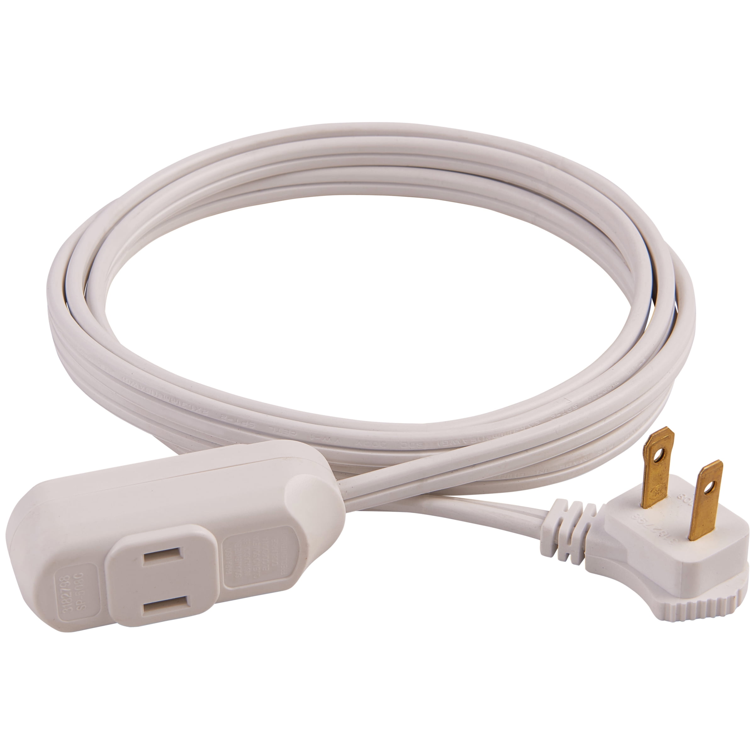 HyperTough White 7' General Use Indoor Extension Cord with 2 Prongs