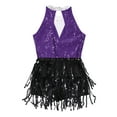 thumbnail image 6 of Haitryli Kids Girls Sequins Tassel Latin Modern Jazz Dance Dress Tuxedo Ballroom Costume Dancewear Purple 8, 6 of 7