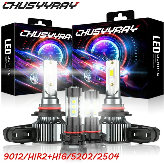 For Jeep Cherokee 2014-2015 9012 HIR2 LED Headlight & 2504 Fog Light Bulbs Kit White 4-Piece