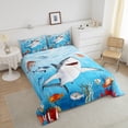 thumbnail image 4 of Erosebridal Cartoon Shark Comforter Set Full Size Fish Bedding Set Sea Ocean Underwater World Comforter Marine life Sealife Quilt Set, 4 of 7