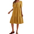 thumbnail image 1 of Vestido suelto de mujer Cuello cuadrado Media manga Vestido de vacaciones de una línea CACAGOO Vestido, 1 of 6