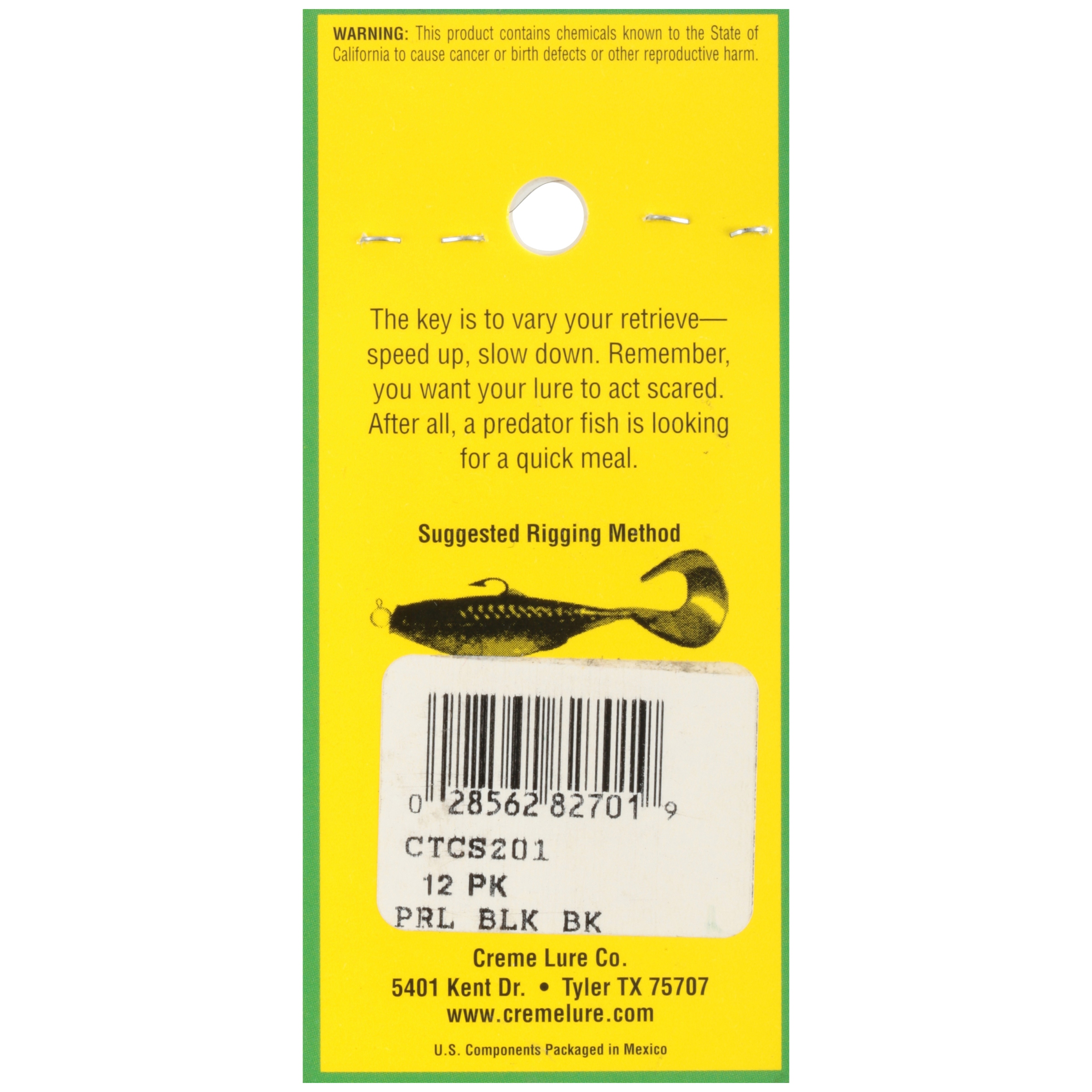 (3 pack) Creme 2" Curl Tail Shad Lure,Pearl Black , 12 Pack
