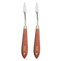 Uxcell 2pcs Palette Knife Painting Tool 1.57" x 0.47" Stainless Steel Teardrop Blade 6.3" Length Spatula Painting Pallet knife with Hole Beech Wood Handle for Acrylic Canvas, Red/Silver