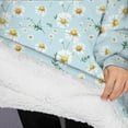 thumbnail image 3 of Oversized Wearable Blanket Hoodie,Light Blue Daisy Flower Pattern Sherpa Blanket Hoodie with Super Pockets,Super Warm Fuzzy Pullover for Women & Men, 3 of 6