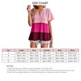 thumbnail image 3 of Top de verano para mujer, manga corta, cuello en V, botón frontal, bloque de Color, dobladillo con volantes, Top para mujer, rosa, L, 3 of 8