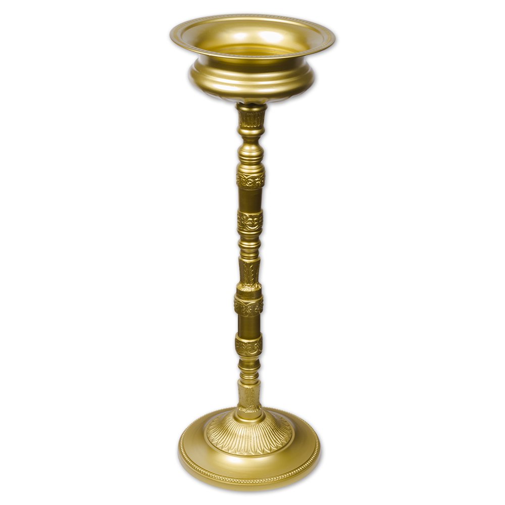 Koyal Wholesale Tall 30 inch H Gold Metal Floral Bowl Pedestal Vase